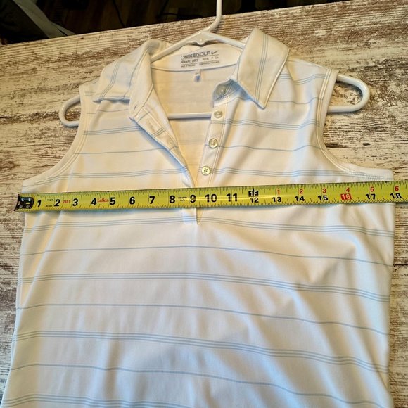 Nike Golf Size Small 4 6 Fit Dry Dri sleeveless Polo Tank Tennis White Blue - Picture 13 of 16